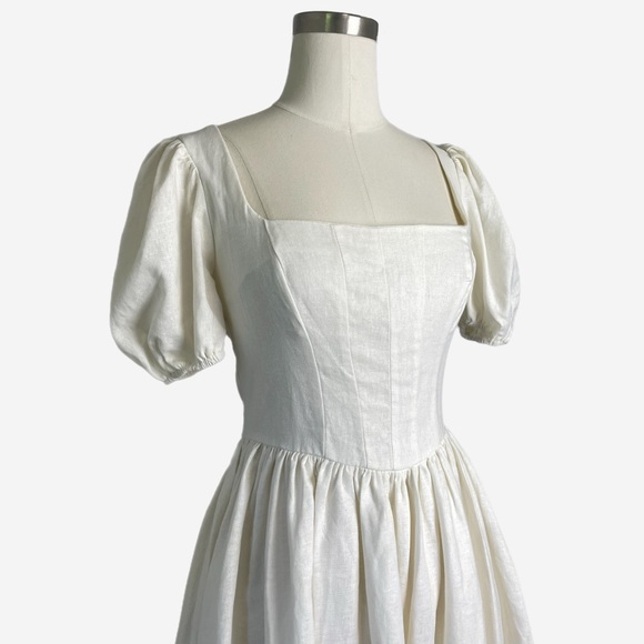 ASOS NWT white corset linen mini dress puff sleeve cottagecore castlecore 4 - Picture 2 of 10